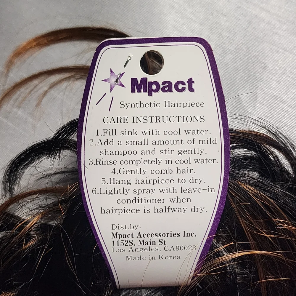 Bridal Prom Hair Scrunchie Bun - Wavy Messy Hairpiece Black with Highlights